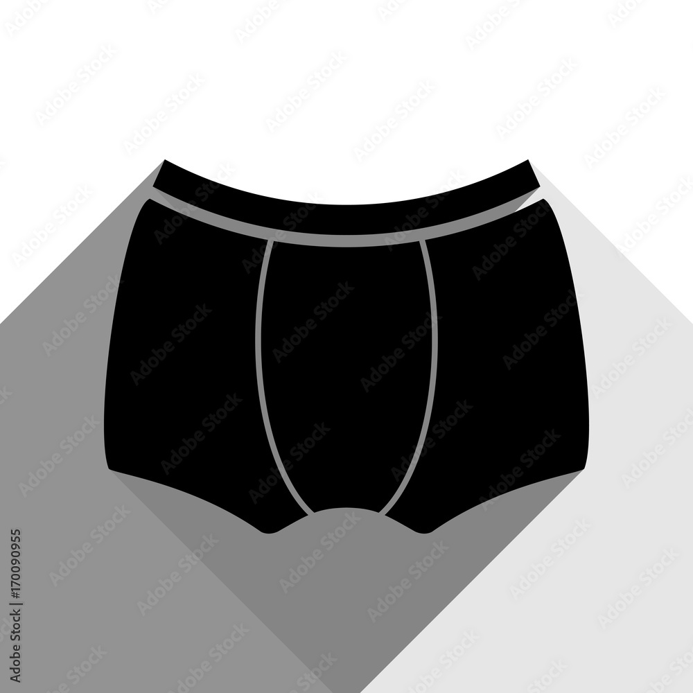Man's underwear sign. Vector. Black icon with two flat gray shadows on white background. Man's underwear sign. Vector. Black icon with two flat gray shadows on white background.