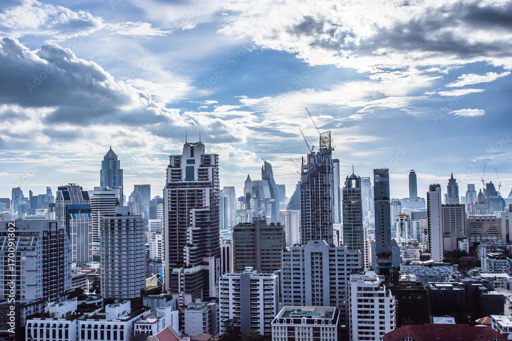 Fototapeta premium city buildings with shining cloud