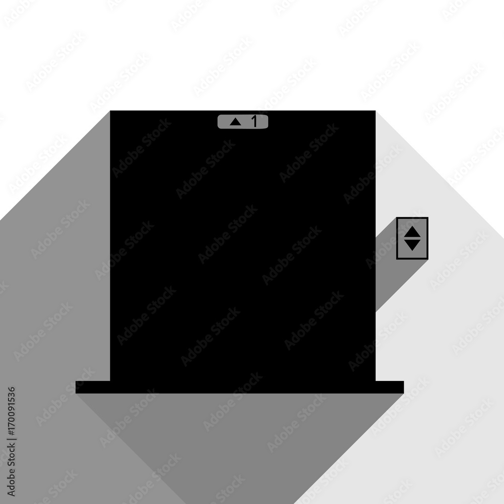Elevators door sign. Vector. Black icon with two flat gray shadows on white background. Elevators door sign. Vector. Black icon with two flat gray shadows on white background.