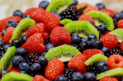 velvet cake with beautiful berries strawberries  raspberries  blueberries