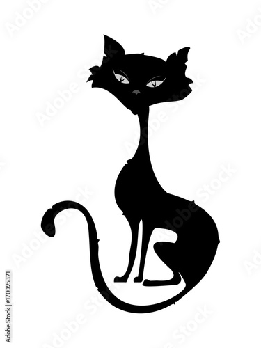 Skinny ugly black  cat