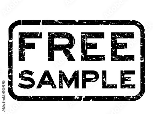 Grunge black free sample square rubber seal stamp on white background