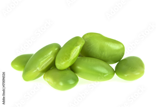 Green soybeans isolated on a white background