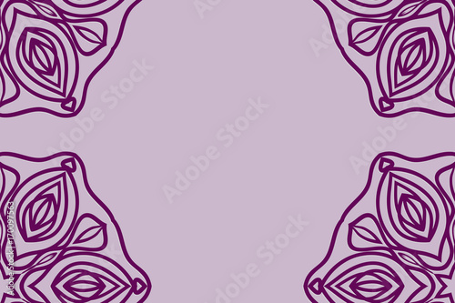 Wedding invitation card with mandala background. purple color, fashion design