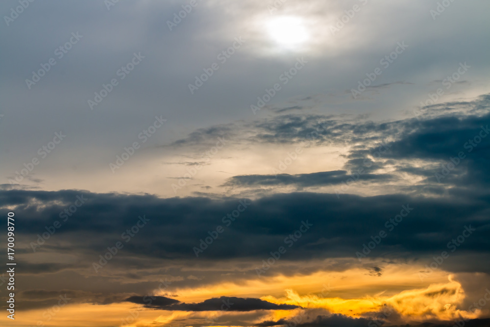 Abstract blurred background, colorful dramatic sky in twilight.