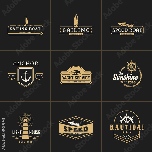 yatching and sailing vintage logo template