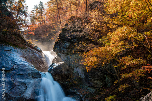 Guryong Falls in the fall foliage. © SiHo