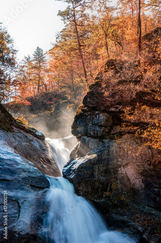 Guryong Falls in the fall foliage.