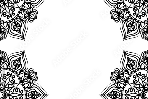 creative invitation card with mandala elements. black and white color. for greeting card, wedding invitation, yoga flyer. vector