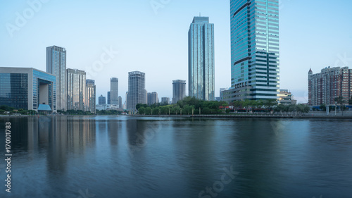 Tianjin Hai river waterfront downtown skyline ,China. © kalafoto