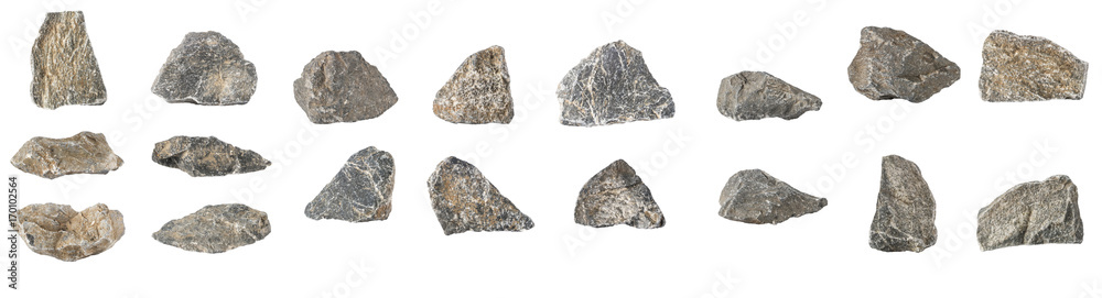 Group Set Stones isolated on white background Group Set Stones isolated on white background