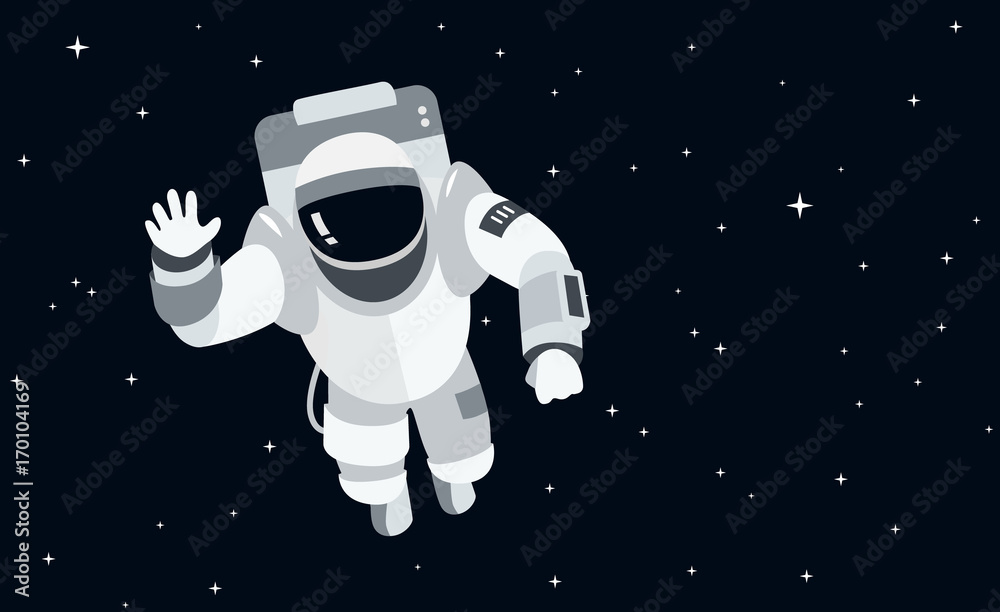 Fototapeta premium Astronaut in outer space concept vector illustration in flat style