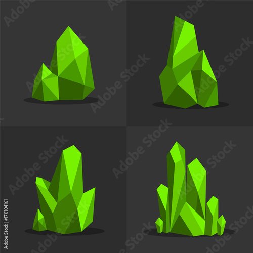 Green emerald Colorful shiny bright green jade crystals