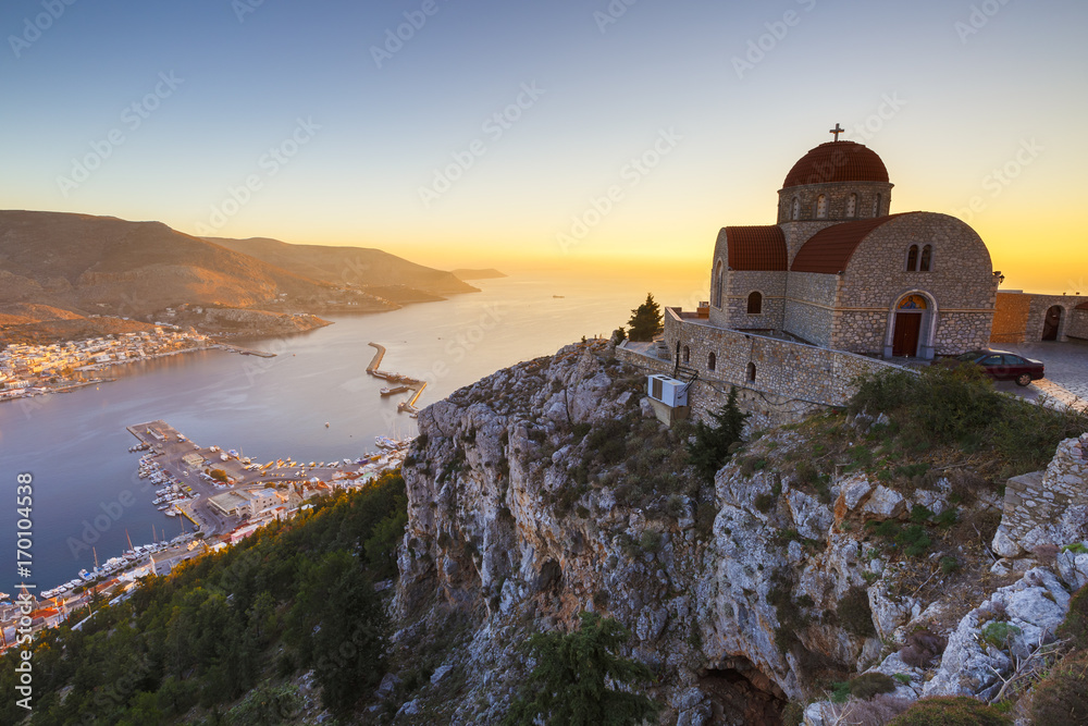 Monastery of St. Sava above Kalimnos town in Dodecanese, Greece.
