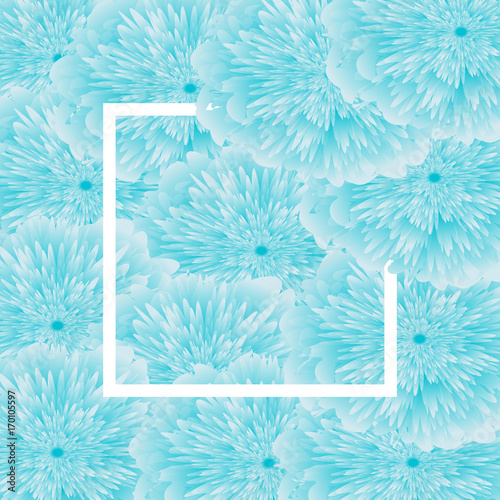 blue Flower background with frame. vector illustration. template for greeting card, wedding invitation, holiday background, discount banner