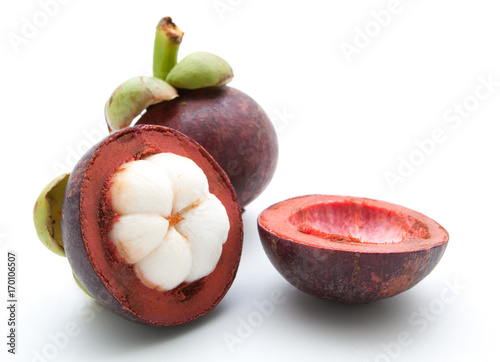 mangosteen queen of fruits on white