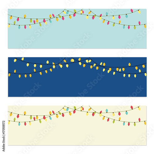 Cute retro Christmas light bulbs banners