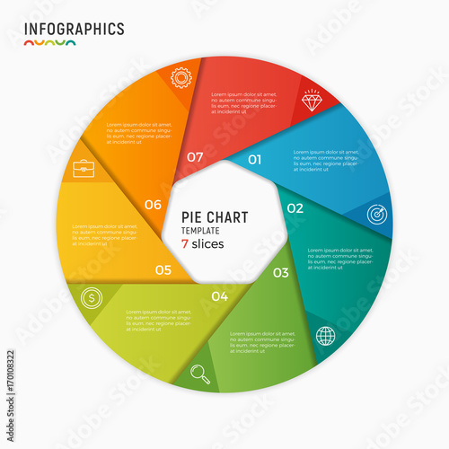 Vector circle chart infographic template. 7 options, steps, parts.