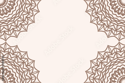 vintage background with floral mandala ornament. coffee color. Vector illustration. for greeting, invitation card. photo