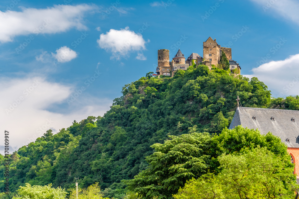 Schonburg Castle at Rhine Valley near Oberwesel, Germany.