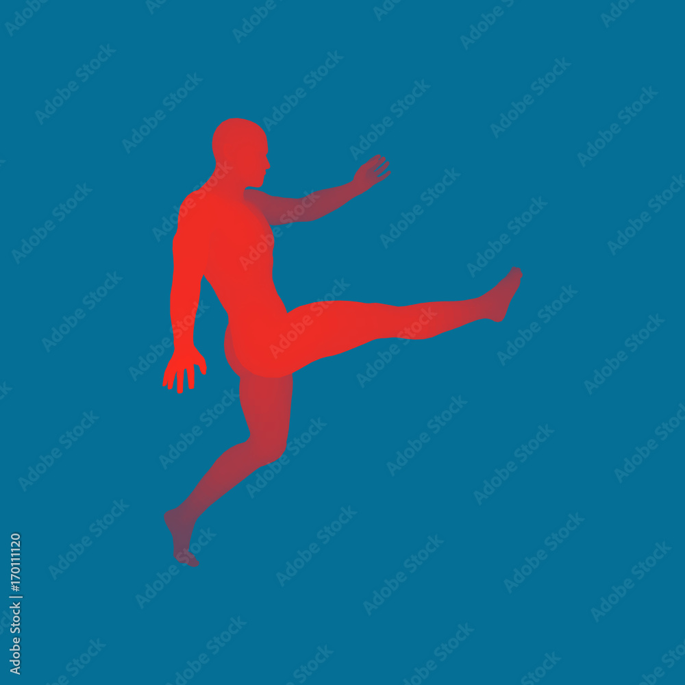 Football player. Sports concept. 3D Model of Man. Human Body. Sport Symbol. Design Element. Vector Illustration. Football player. Sports concept. 3D Model of Man. Human Body. Sport Symbol. Design Element. Vector Illustration.