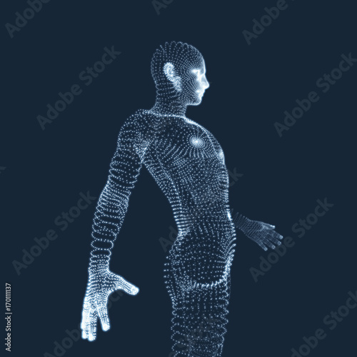 3D Model of Man. Human Body. Design Element. Vector Illustration.