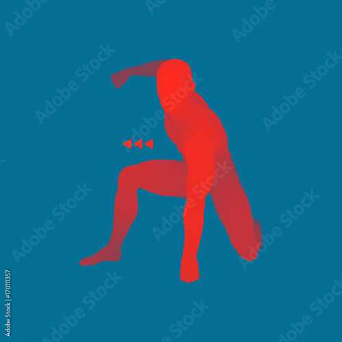 Athlete at Starting Position Ready to Start a Race. Runner Ready for Sports Exercise. Sport Symbol. 3d Vector Illustration.