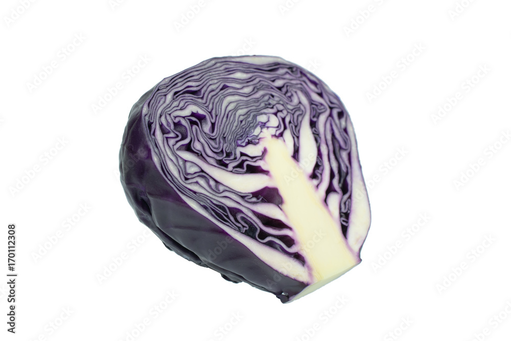 Fototapeta premium Sliced Purple Cabbage isolated on white background