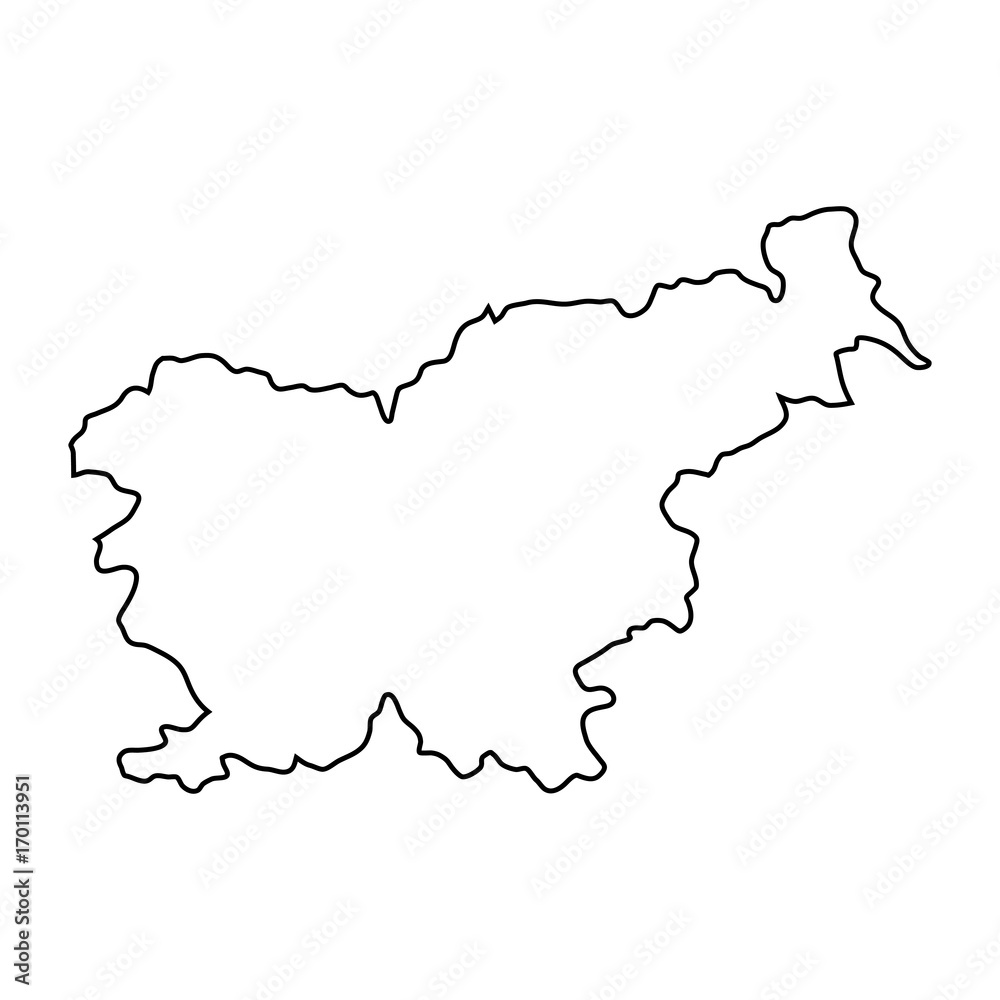 Slovenia map of black contour curves of vector illustration