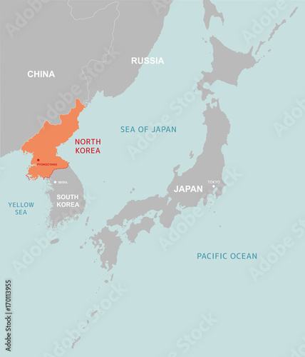 North korea and far east map [vector]