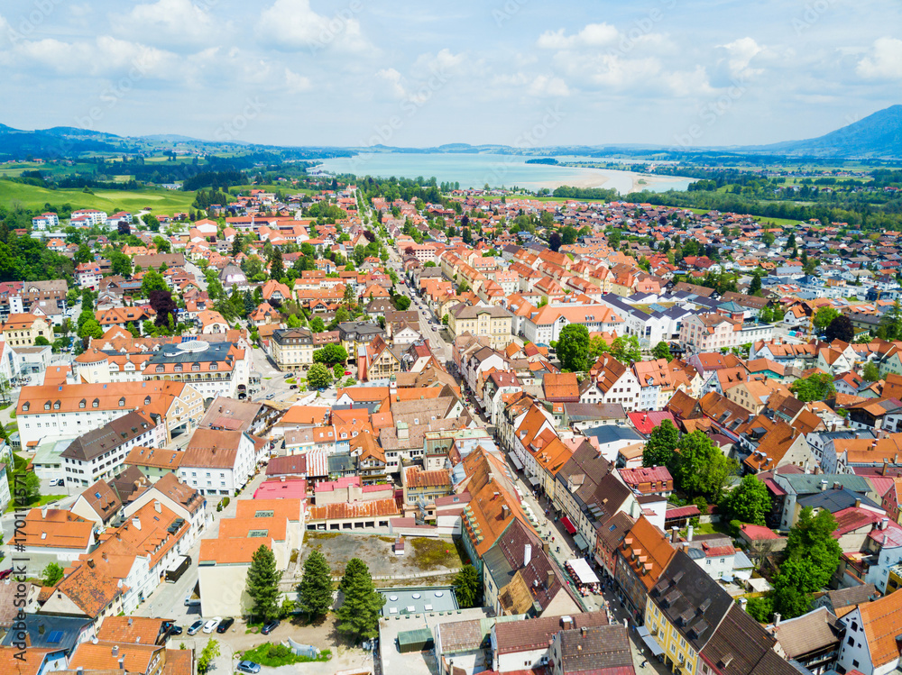 Fussen town aerial view