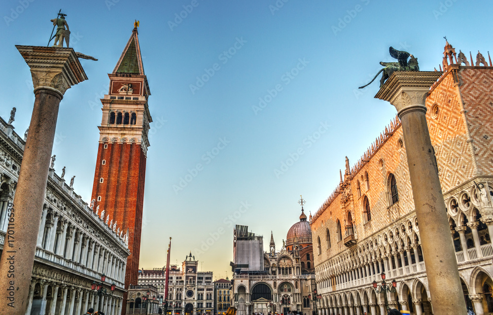 San Marco square in Venice at sunset