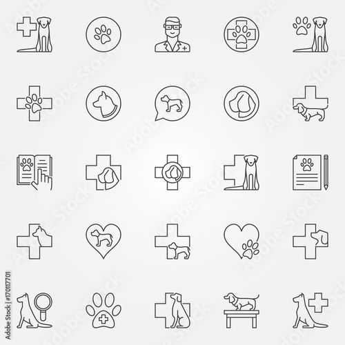 Dog veterinary icons set