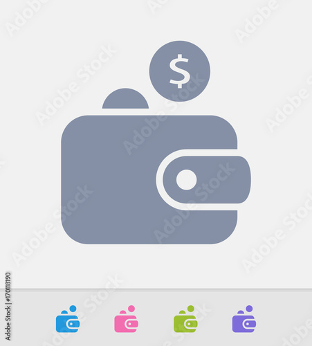 Wallet & Coins - Granite Icons. A professional, pixel-perfect icon designed on a 32x32 pixel grid and redesigned on a 16x16 pixel grid for very small sizes