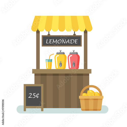 Lemonade stand flat illustration