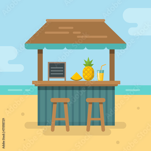 Beach bar flat illustration