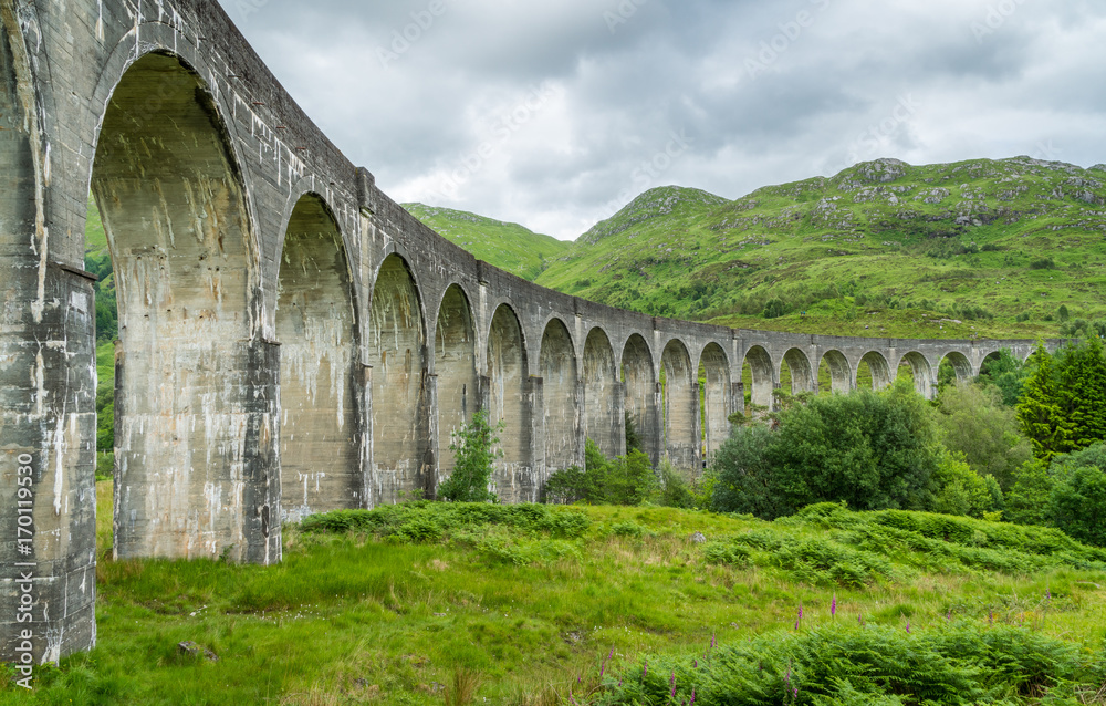 Glenfinnan Railway Viaduct, in Lochaber area of the Highlands of Scotland.