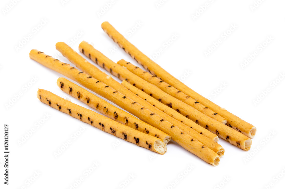 Salty cracker pretzel sticks isolated on white background Salty cracker pretzel sticks isolated on white background