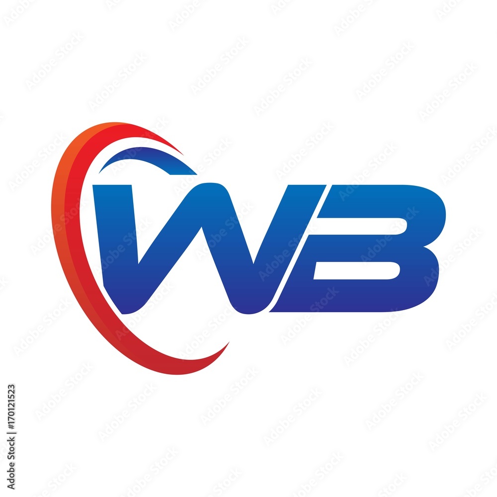 modern dynamic vector initial letters logo wb with circle swoosh red blue modern dynamic vector initial letters logo wb with circle swoosh red blue