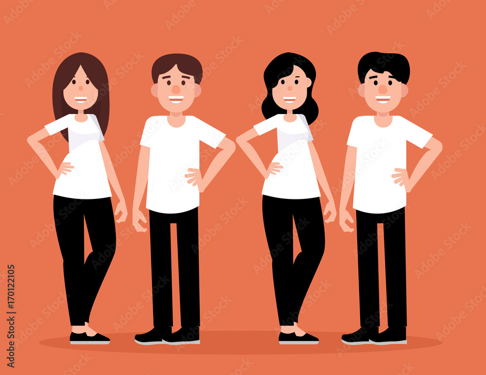Fototapeta premium Group of couple people a happy. Concept man and women smile vector illustration. Character flat style.