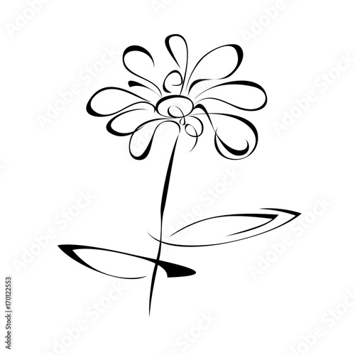 ornament 90. stylized flower in black lines on a white background