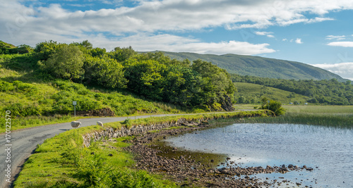 Scenic summer afternoon sight along Loch Cill Chriosd, Isle of Skye, Scotland.