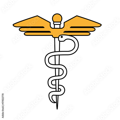 Caduceus icon medical health care and hospital theme Isolated design Vector illustration