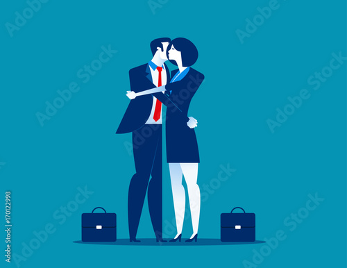 Hug. Businessman giving a hug. Men consolation friend. Concept business communication vector illustration.