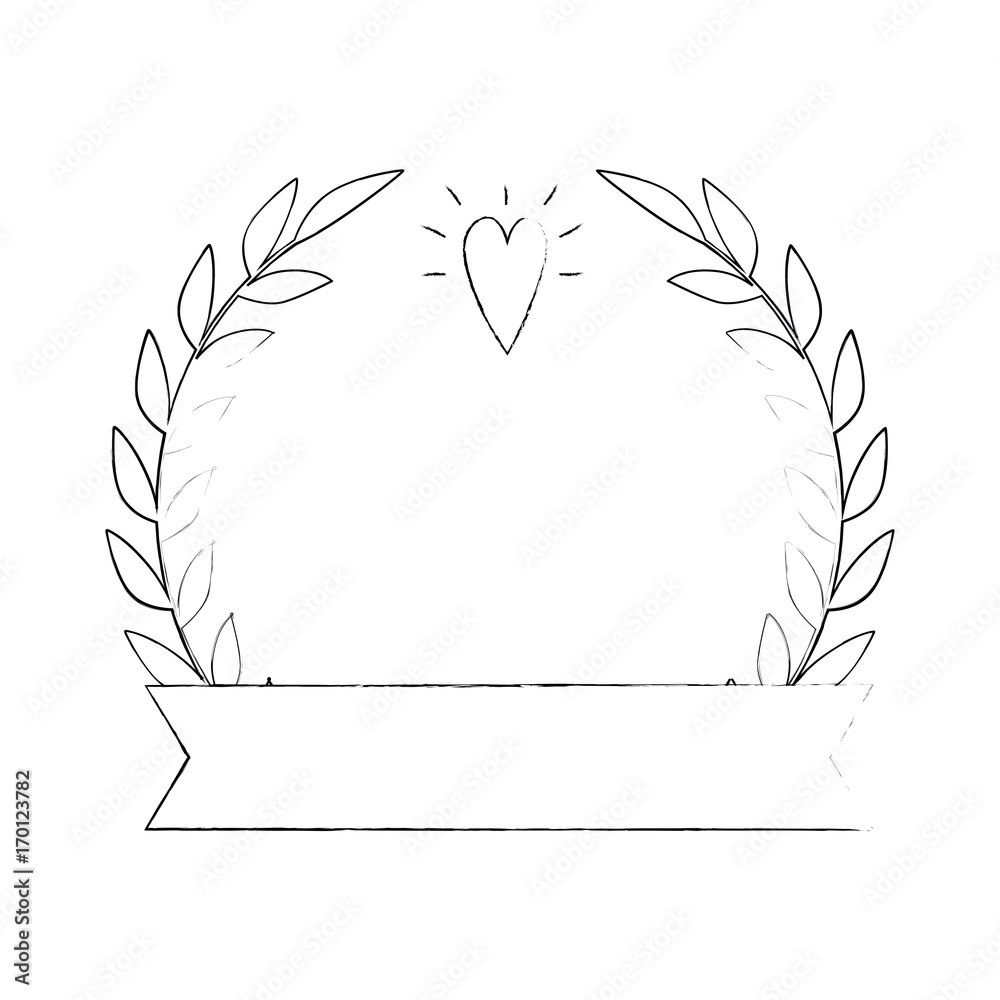 wreath of leaves with heart icon over white background vector illustration wreath of leaves with heart icon over white background vector illustration