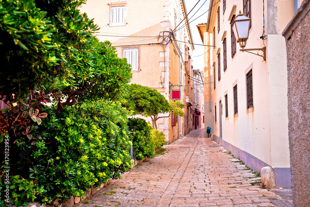 Old town of Krk stone street view