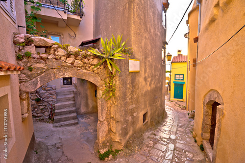 Colorful paved street of old adriatic town Vrbnik © xbrchx