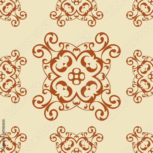 Colored ornamental vintage retro seamless pattern for design