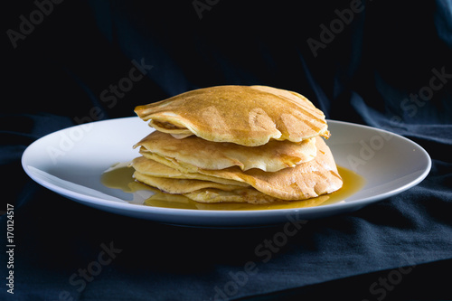 Pancakes Pile with Maple Syrup