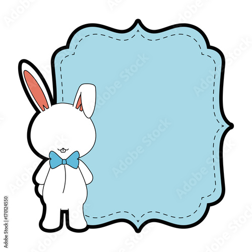 baby shower card with rabbit icon over white background vector illustration